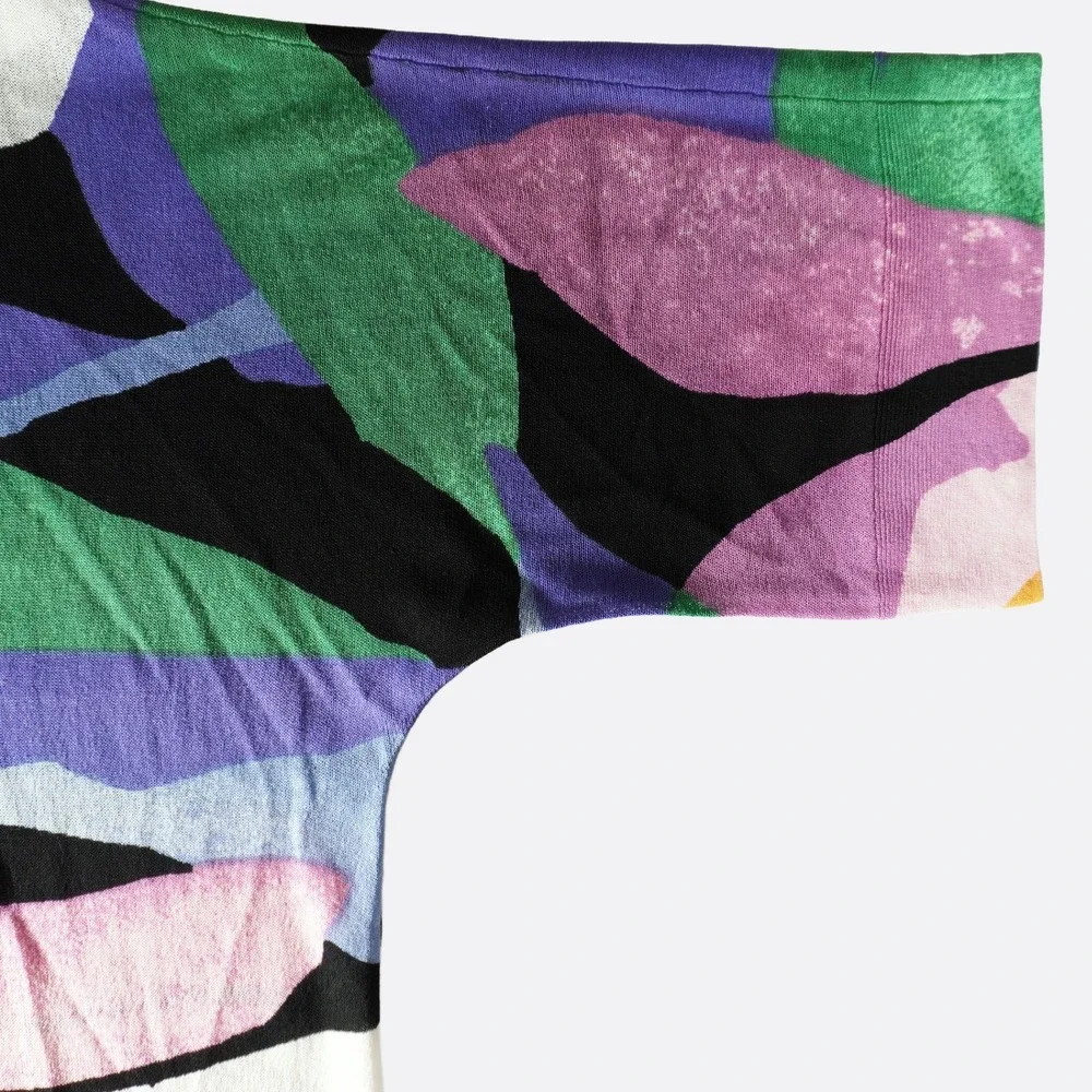 Chico's Knit Kimono‎ Cardigan L 0X 12 Multi-Color Floral Abstract Open Front